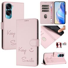 Per Honor 90 Lite 5G/X50i 5G Smile Embossing RFID Custodia in pelle per telefono (rosa)