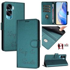Per Honor 90 Lite 5G/X50i 5G Smile Embossing RFID Custodia in pelle per telefono (verde pavone)