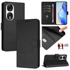 Custodia per telefono in pelle con stampa RFID per Honor 90 5G Smile (nera)