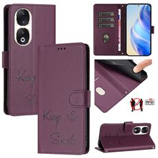 Per Honor 90 5G Smile Embossing Custodia in pelle RFID per telefono (viola)