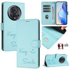 Custodia per telefono in pelle con stampa RFID per Honor Magic5 Pro Smile (verde menta)