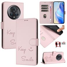 Custodia per telefono in pelle con stampa RFID per Honor Magic5 Pro Smile (rosa)