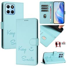 Custodia per telefono in pelle RFID con stampa Global Smile per Honor X8a 5G (verde menta)