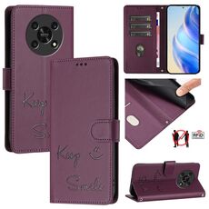 Per Honor X30 5G/X9 5G/X9 4G Smile Embossing RFID Custodia in pelle per telefono (viola)