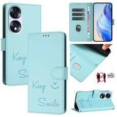 Custodia per telefono in pelle con stampa RFID per Honor 70 5G Smile (verde menta)