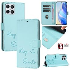 Per Honor X8 4G/X30i 5G Smile Embossing RFID Custodia in pelle per telefono (verde menta)