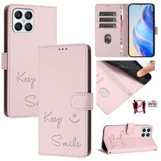 Per Honor X8 4G/X30i 5G Smile Embossing RFID Custodia in pelle per telefono (rosa)