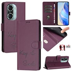 Per Honor 60 Pro 5G Smile Embossing Custodia in pelle RFID per telefono (viola)