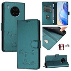 Custodia per telefono in pelle con stampa RFID per Honor 50 Lite Smile (verde pavone)