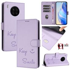 Custodia per telefono in pelle con stampa RFID per Honor 50 Lite Smile (viola chiaro)