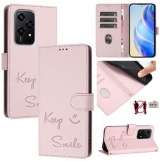Custodia per telefono in pelle RFID con stampa Global Smile per Honor 200 Lite (rosa)