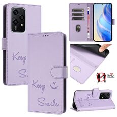 Custodia per telefono in pelle RFID con stampa Global Smile per Honor 200 Lite (viola chiaro)