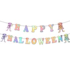 Decorazioni per feste di Halloween, lettere appese, bandiere decorative, decorazioni per scene di feste (colorate)