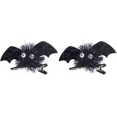 1 paio di forcine per capelli da pipistrello di Halloween per bambini (nero)