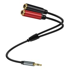 Cavo audio adattatore splitter a Y per laptop da 3,5 mm TRS maschio a 2 x 6,35 mm femmina placcato oro da 1 m (nero)