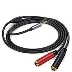 Cavo audio adattatore splitter a Y per laptop da 2 m placcato oro TRS maschio da 3,5 mm a 2 x 6,35 mm femmina (nero)