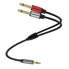 Cavo audio adattatore splitter Y mono TS da 3,5 mm TRS stereo placcato oro da 0,3 m a doppio 6,35 mm (nero)