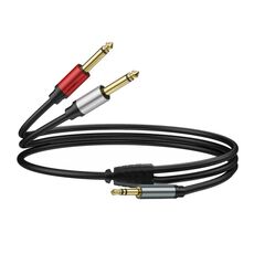 Cavo audio adattatore splitter Y mono TS da 3,5 mm TRS stereo placcato oro da 1 m a doppio 6,35 mm (nero)