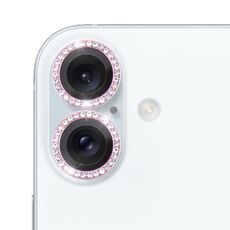 Per iPhone 16/16 Plus 9H Point Drill Camera Lens Protector Ring (Rosa)