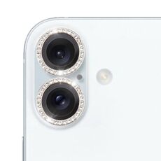 Per iPhone 16/16 Plus 9H Point Drill Camera Lens Protector Ring (Argento)
