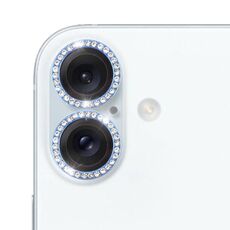 Per iPhone 16/16 Plus 9H Point Drill Camera Lens Protector Ring (blu)