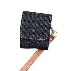 Per AirPods 1/2 Borsa protettiva per cuffie in PU con trama in tessuto da cowboy (nero)
