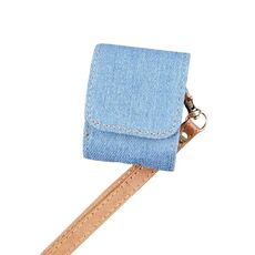 Per AirPods 1/2 Borsa protettiva per cuffie in PU con trama in tessuto da cowboy (azzurro)