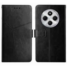 Per Redmi 14C 4G Custodia per telefono in pelle con motivo a forma di Y (nero)