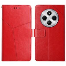 Per Redmi 14C 4G Custodia per telefono in pelle con motivo a forma di Y (rosso)