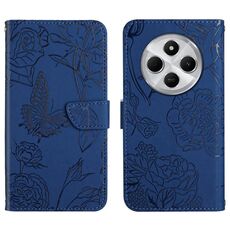 Per Redmi 14C 4G Custodia in pelle con motivo a farfalla in rilievo (blu)