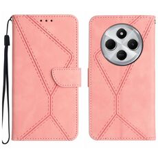 Per Redmi 14C 4G Custodia per telefono in pelle goffrata con cuciture (rosa)