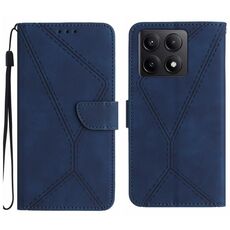 Per Xiaomi 14T 5G Custodia per telefono in pelle goffrata con cuciture globali (blu)