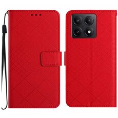 Per Xiaomi 14T 5G Global Rhombic Grid Texture Custodia in pelle per telefono (rosso)