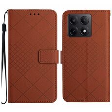 Per Xiaomi 14T 5G Global Rhombic Grid Texture Custodia in pelle per telefono (marrone)