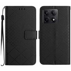 Per Xiaomi 14T 5G Global Rhombic Grid Texture Custodia in pelle per telefono (nero)