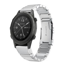 Per Garmin MARQ Commander Cinturino per orologio in acciaio inossidabile da 22 mm con guscio di tartaruga (argento)