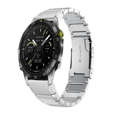 Per Garmin MARQ Athlete Gen 2 cinturino in acciaio inossidabile da 22 mm con guscio di tartaruga (argento)