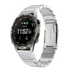 Per Garmin MARQ Adventurer Gen 2 cinturino in acciaio inossidabile da 22 mm con guscio di tartaruga (argento)