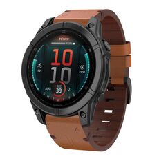 Per Garmin Fenix ​​E 47mm Cinturino in pelle con fibbia in acciaio 22mm (marrone)