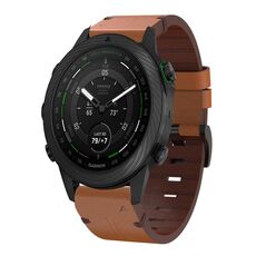 Per Garmin MARQ Golfer Cinturino in pelle con fibbia in acciaio da 22 mm (marrone)