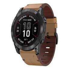 Per Garmin Quatix 7 Pro cinturino in pelle con fibbia in acciaio da 22 mm (marrone chiaro)