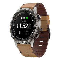 Per Garmin MARQ Adventurer Gen 2 cinturino in pelle con fibbia in acciaio da 22 mm (marrone chiaro)