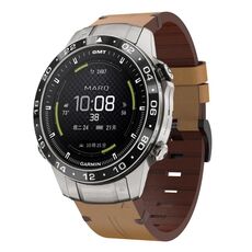 Per Garmin MARQ Aviator Gen 2 cinturino in pelle con fibbia in acciaio da 22 mm (marrone chiaro)