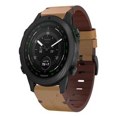 Per Garmin MARQ Golfer Gen 2 cinturino in pelle con fibbia in acciaio da 22 mm (marrone chiaro)