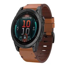 Per Garmin Fenix ​​8 AMOLED 51mm Cinturino in pelle con fibbia in acciaio 26mm (marrone)