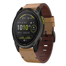 Per Garmin Enduro 3 cinturino in pelle con fibbia in acciaio da 26 mm (marrone chiaro)