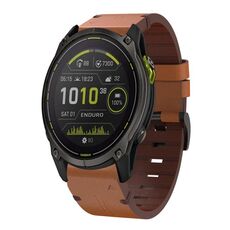 Per Garmin Enduro 3 cinturino in pelle con fibbia in acciaio da 26 mm (marrone)