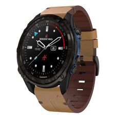 Per Garmin Descent Mk3i 51mm Cinturino in pelle con fibbia in acciaio 26mm (marrone chiaro)
