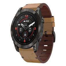 Per Garmin Epix Pro 51mm Cinturino in pelle con fibbia in acciaio 26mm (marrone chiaro)