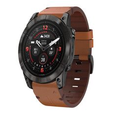 Per Garmin Epix Pro 51mm Cinturino in pelle con fibbia in acciaio 26mm (marrone)